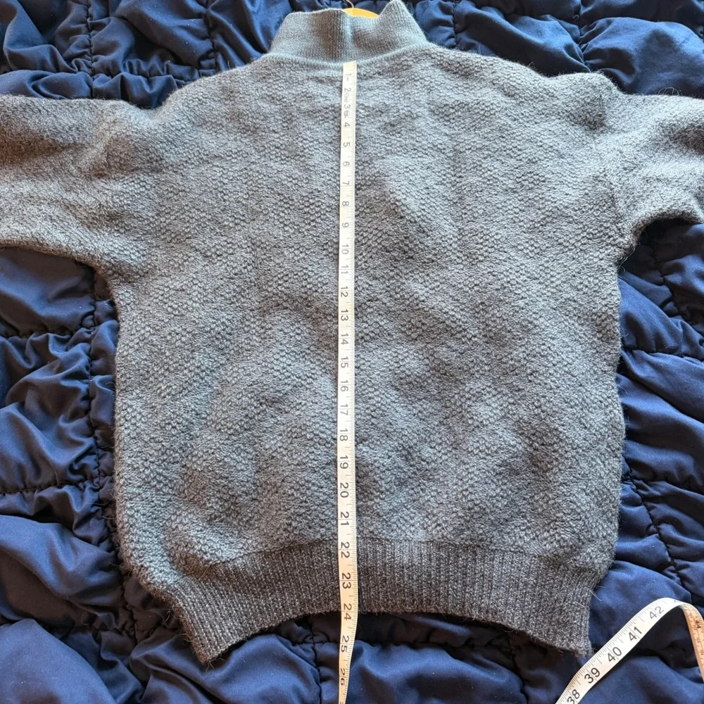 Giorgio Armani Vintage Mens Henley Sweater Charcoal Grey Boucle Textured Knit - Picture 8 of 8